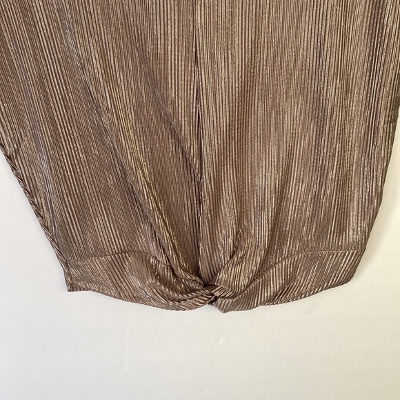 Carolina Belle Montréal Champagne Blush Gold V Neck Short Sleeve Top Siz… - Picture 3 of 5